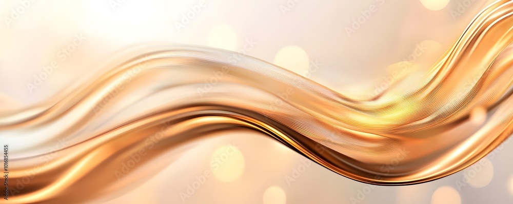 Poster radiant smooth curves with luminous particles - ethereal energy and fluid motion in soft light abstr