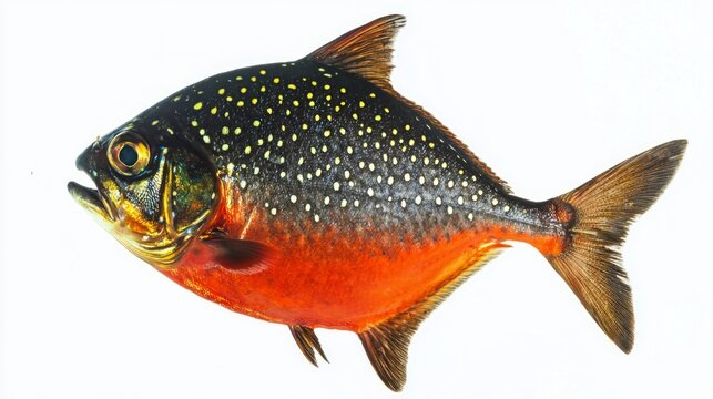 stunning Opah Lampris guttatus displays its vibrant colors and unique shape against a clean white backdrop highlighting its striking features and beauty.