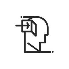 Psychology thin outline icon Human brain processes and consciously living personality traits. Vector illustration