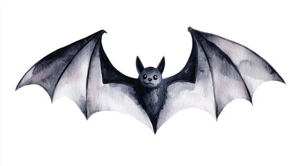 Fototapeta premium A detailed illustration of a bat with outstretched wings on a white isolated background.