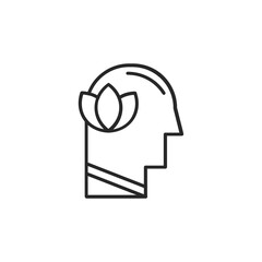 Psychology thin outline icon Human brain processes and consciously living personality traits. Vector illustration