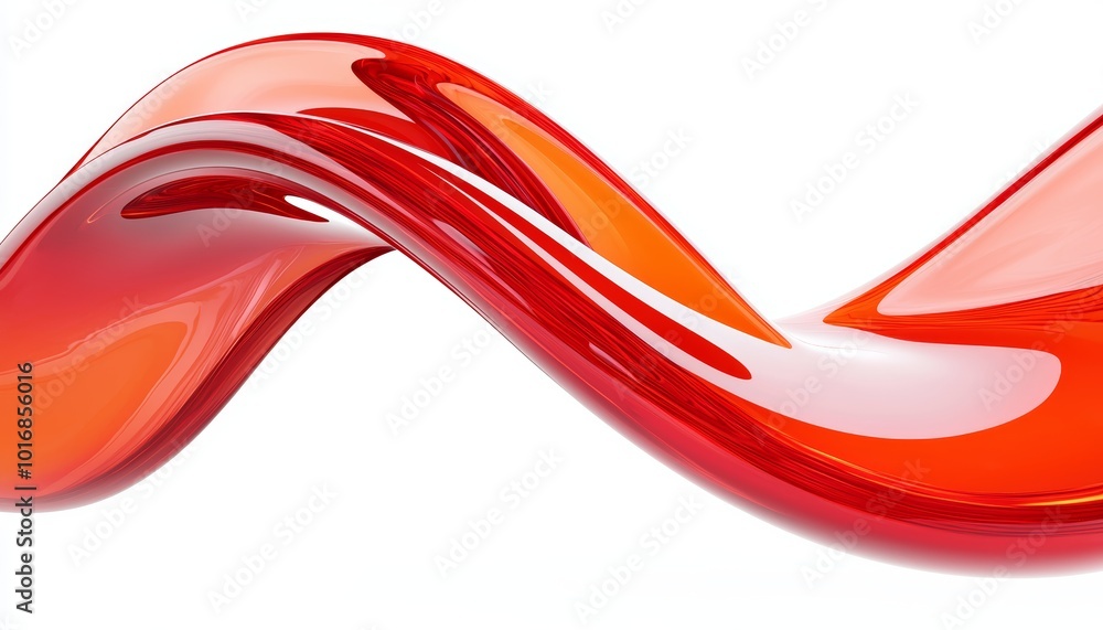 Aufkleber abstract flowing red wave design, emphasizing movement and fluidity on a white background.