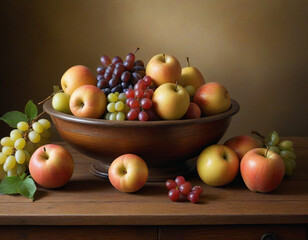 still life with apples and oranges