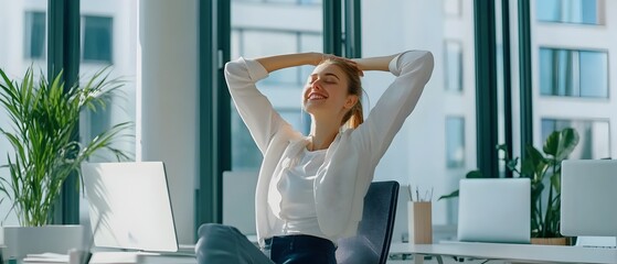Office worker taking a break to stretch and move around illustrating the importance of regular breaks for wellness and productivity