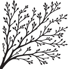 Beautiful Tree Branch silhouette vector illustration isolated on a white background