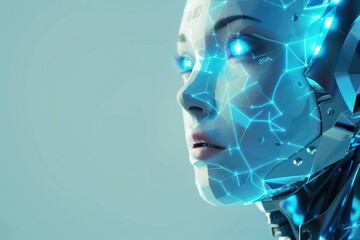 Obraz premium Cyborg futuristic technology portrait.