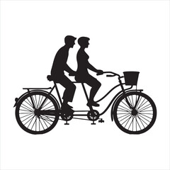 Fototapeta premium Bicycle Built for Two silhouette on white background 