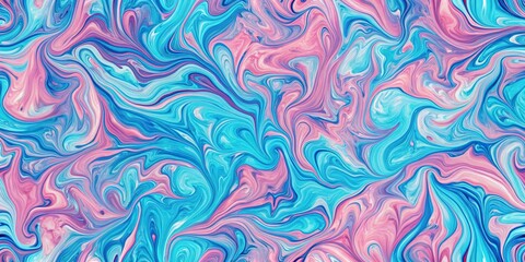 Obraz premium abstract marbled blue pink seamless pattern with reflection