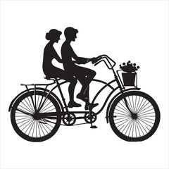 Obraz premium Bicycle Built for Two silhouette on white background 
