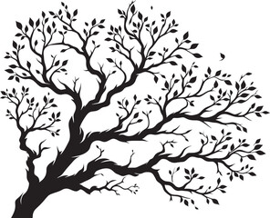 Beautiful Tree Branch silhouette vector illustration isolated on a white background