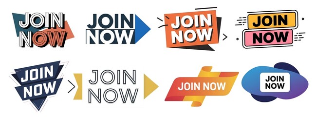 JOIN NOW creative banner,minimalistic flat vector illustration,plain background