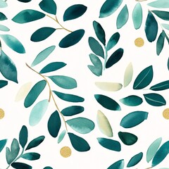 Soft Green Watercolor Christmas Wreath  Seamless Pattern