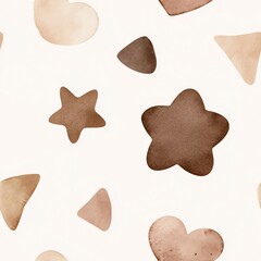 Watercolor Gingerbread Shapes for Creative Projects Seamless Pattern