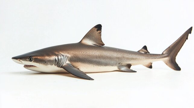 Dogfish Shark known scientifically as Squalus acanthias is depicted against a stark background highlighting its streamlined body and distinct dorsal fins.