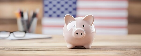 USA Flag Piggy Bank A Symbol of Financial Freedom and Wealth Planning - Embrace Patriotism for Future Security and Savings Success
