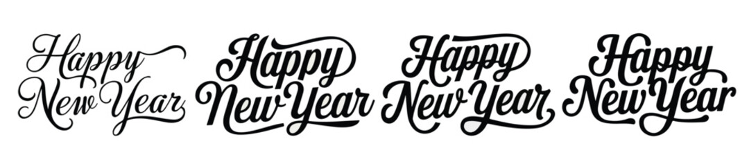 collection of Happy New Year Lettering design , Modern Hand-drawn creative vector, Happy New Year Typography Lettering Handwriting Calligraphy.New Year Greeting Card Poster Banner Inspiration. 