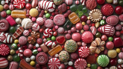 Colorful Festive Sweets and Candies - Overhead Panoramic View