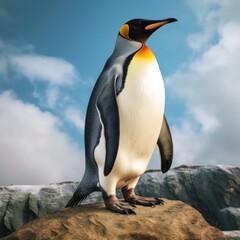 Fototapeta premium King Penguin on a Rocky Outcrop