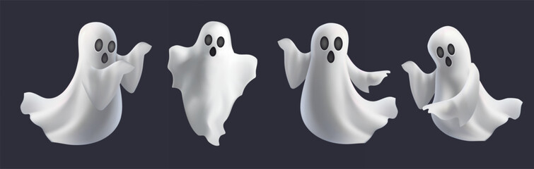 halloween ghost 3D vector set Mesh gradient wes used