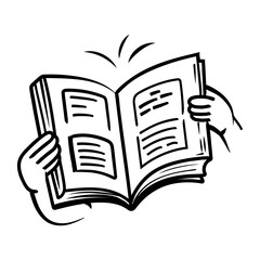Flipping pages of a book, a drawing style icon 