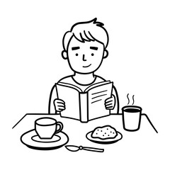 Pet reading icon in sketchy style 