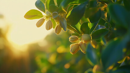Sunlit whispers from a thriving pistacho orchard paint a picture of nature&rsquo;s abundant grace, where every branch reaches out to the light, nurturing the promise of a fruitful harvest beneath golden ski