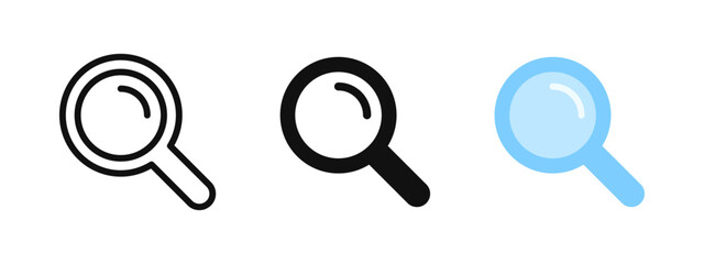 Search icon. Magnifying glass vector illustration. Explore and discover symbol. Zoom and enlarge sign. Magnifier pictogram. Research tool concept.