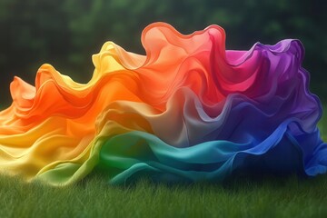 floating tshirts morph through rainbow spectrum fabric ripples in invisible breeze creating abstract shapes surreal product showcase with minimalist background