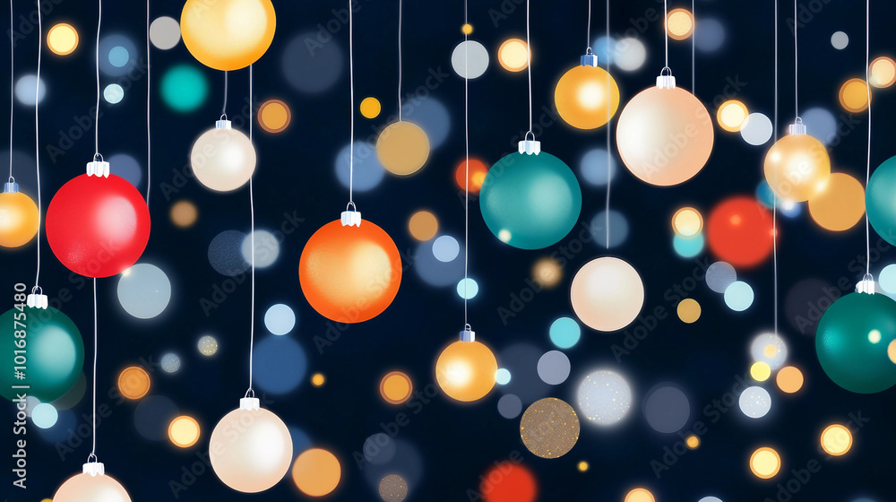 Poster colorful bokeh and sparkling lights creating a magical atmosphere in a dark background
