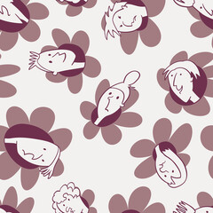 65 Seamless background with funny faces.eps