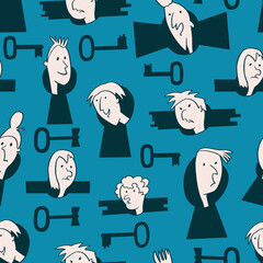 64 Seamless background with funny faces .eps