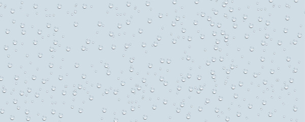 Rain transparent drops flow down the glass.Realistic wet condensation texture.Fresh water splash effect on the surface.Liquid spreading droplet shapes.