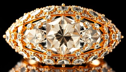 diamond ring on black background