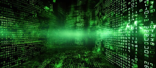 Digital Green Matrix Abstract Background