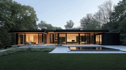 Obraz premium modern minimalist home featuring clean lines, open spaces, and ample natural light