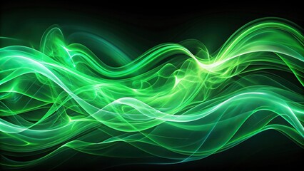 Fototapeta premium abstract green neon smokey waves and curves background