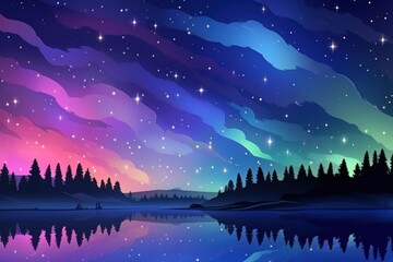 Fototapeta premium Colorful aurora landscape outdoors nature.