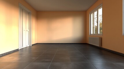 Fototapeta premium Empty Room with Sunlight Streaming in Through Windows
