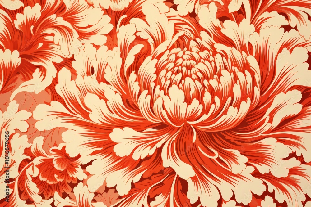 Poster abstract floral motifs arranged on a light background with ample space for central text display