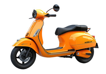 Stylish electric scooter in vibrant orange on a clean transparent background. Generative AI