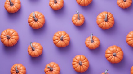 Purple pumpkin pattern on purple background minimalist design
