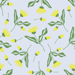 Vector illustration of a seamless floral pattern with spring flowers. Lovely floral background in sweet colors