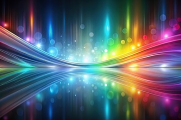 Abstract glassy background with colorful lights flowing around, spectrum colors under the glass