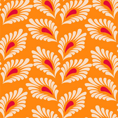 Seamless vector pattern print wallpaper background with paisley ornament ethnic art decor design