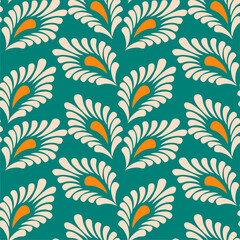 Seamless vector pattern print wallpaper background with paisley ornament ethnic art decor design