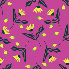 Vector illustration of a seamless floral pattern with spring flowers. Lovely floral background in sweet colors