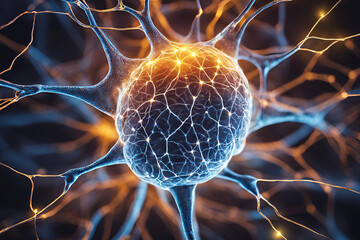 Glowing Neuron Network Representing Brain Activity