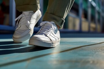 Man walking shoe footwear sneaker.