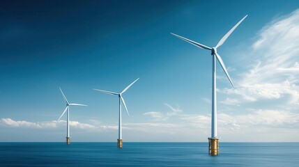 Wind turbines on a floating offshore platform, Environmental Engineering, renewable energy innovation