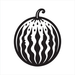 watermelon Continually drawn black lines silhouette on white background
